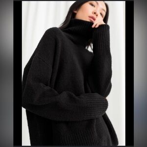 & Other Stories Elegant Black Turtleneck Sweater Wool Blend Paris Atelier As is